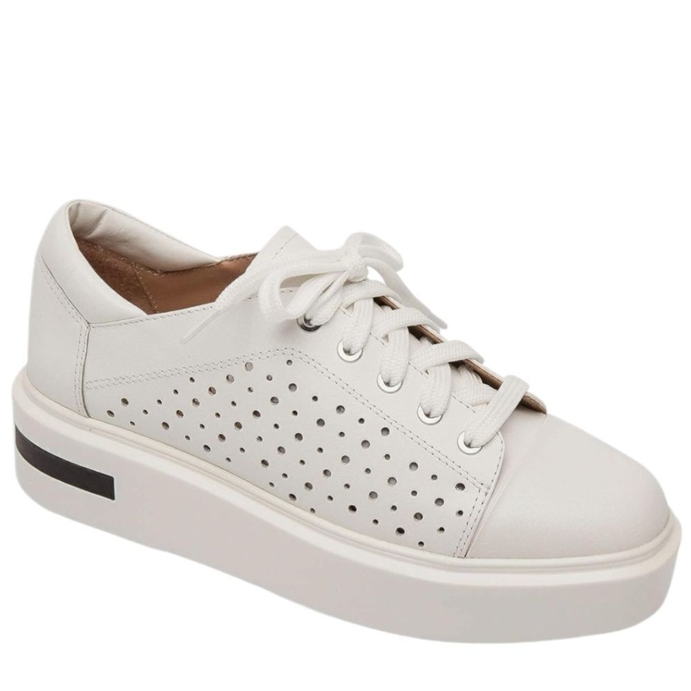 LINEA PAOLO Kendra Platform Sneaker White Lace-Up Square Toe Size 12 NEW.